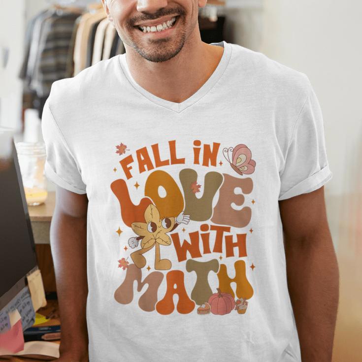 Fall In Love With Science Math Teacher Fall Thanksgiving Men's V-Neck T-Shirt, Science Teacher Shirts, funny gift