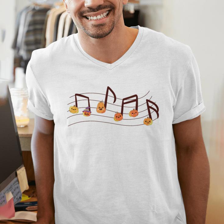 Fall Music Teacher Halloween Pumpkin Music Note Fall Teacher Men's V-Neck T-Shirt, funny gift Fall Music Teacher Halloween Pumpkin Music Note Fall Teacher Men's V-Neck T-Shirt, funny gift