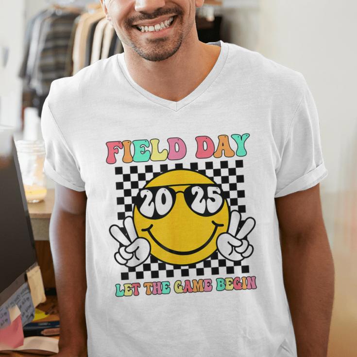 Field Day 2025 Let The Games Begin Yellow Team Teachers Kids Men's V-Neck T-Shirt, funny gift Field Day 2025 Let The Games Begin Yellow Team Teachers Kids Men's V-Neck T-Shirt, funny gift