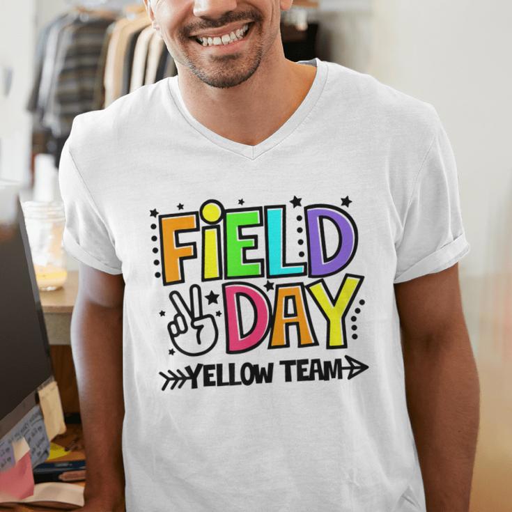 Field Day Yellow Team For Teacher Kids Field Day Games Men's V-Neck T-Shirt, funny gift Field Day Yellow Team For Teacher Kids Field Day Games Men's V-Neck T-Shirt, funny gift