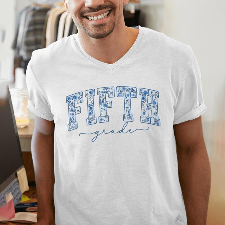 Fifth Grade Toile De Jouy Back To School Teachers Kids Men's V-Neck T-Shirt, funny gift Fifth Grade Toile De Jouy Back To School Teachers Kids Men's V-Neck T-Shirt, funny gift