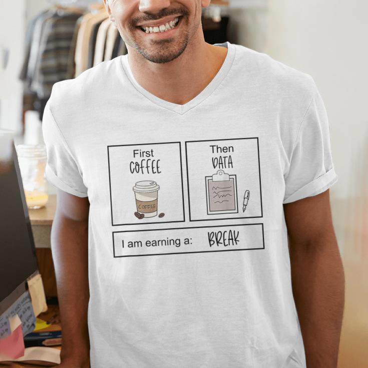 First Coffee Then IEP Teacher SPED Teacher Coffee Lover Men's V-Neck T-Shirt, funny gift
