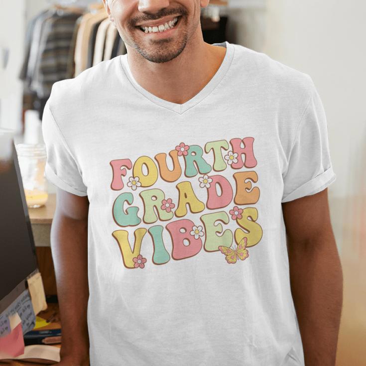 Fourth Grade Vibes Hello Team 4th Grade Teacher Kids Retro Men's V-Neck T-Shirt, 4th Grade Teacher Shirts, funny gift Fourth Grade Vibes Hello Team 4th Grade Teacher Kids Retro Men's V-Neck T-Shirt, 4th Grade Teacher Shirts, funny gift