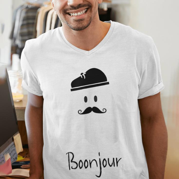 French Teacher Halloween Bonjour Ghost Men's V-Neck T-Shirt, funny gift French Teacher Halloween Bonjour Ghost Men's V-Neck T-Shirt, funny gift