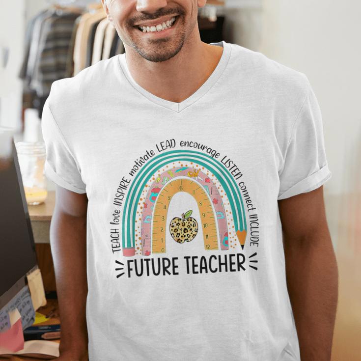Future Teacher Cute Rainbow Leopard Teacher Outfit For Men Women Girls Kids Men's V-Neck T-Shirt, Future Teacher Shirts, funny gift Future Teacher Cute Rainbow Leopard Teacher Outfit For Men Women Girls Kids Men's V-Neck T-Shirt, Future Teacher Shirts, funny gift