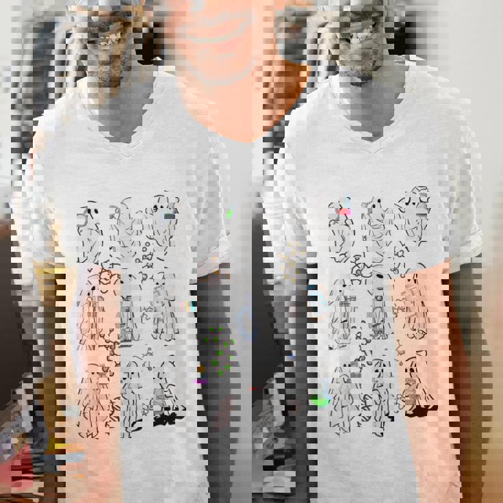 Ghost Science Teacher Chemistry Laboratory Halloween Costume Men&#x27;s V-Neck T-Shirt, Science Teacher Shirts, funny gift