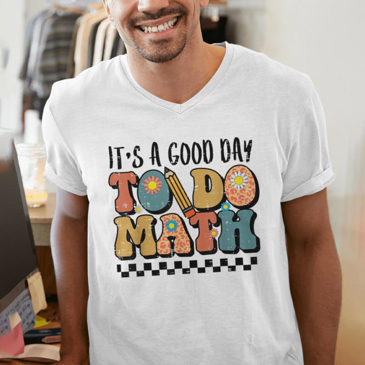 Good Day To Do Math Teacher Vintage Groovy Nerd Women Men Men's V-Neck T-Shirt, Groovy Teacher Shirts, funny gift