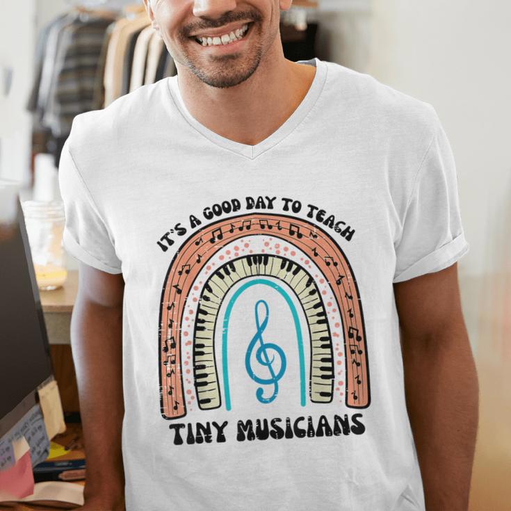 Good Day To Teach Tiny Musicians Piano Music Teacher Women Men's V-Neck T-Shirt, funny gift