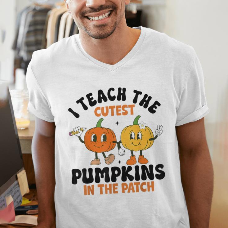 Halloween Teacher I Teach The Cutest Pumpkins In The Patch Men's V-Neck T-Shirt, funny gift Halloween Teacher I Teach The Cutest Pumpkins In The Patch Men's V-Neck T-Shirt, funny gift