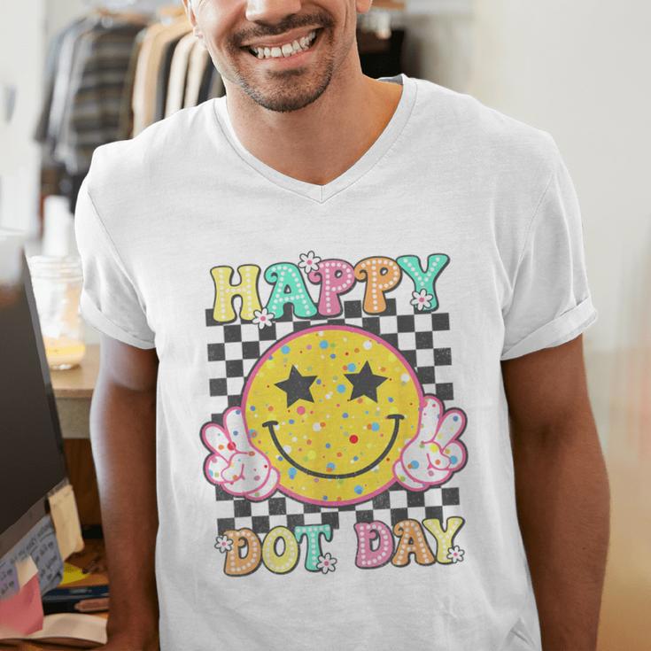Happy Dot Day Hippie Flowers Smile Face Groovy Teacher Kids Men's V-Neck T-Shirt, Groovy Teacher Shirts, funny gift Happy Dot Day Hippie Flowers Smile Face Groovy Teacher Kids Men's V-Neck T-Shirt, Groovy Teacher Shirts, funny gift