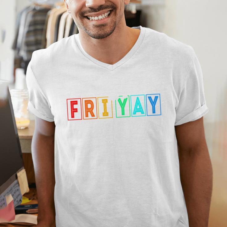 Happy Fri Yay Teacher Friday Men's V-Neck T-Shirt, funny gift Happy Fri Yay Teacher Friday Men's V-Neck T-Shirt, funny gift