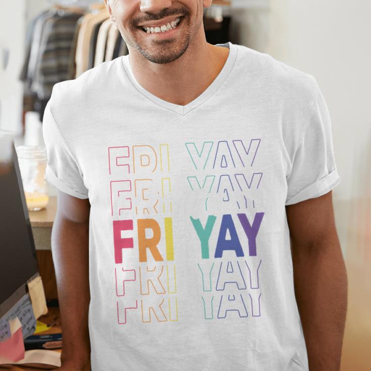 Happy Fri Yay Teacher Friday Saying Men's V-Neck T-Shirt, funny gift Happy Fri Yay Teacher Friday Saying Men's V-Neck T-Shirt, funny gift