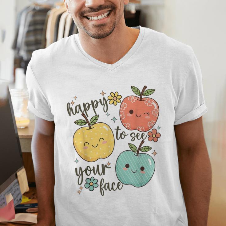 Happy To See Your Face Teacher Apple Men's V-Neck T-Shirt, funny gift Happy To See Your Face Teacher Apple Men's V-Neck T-Shirt, funny gift
