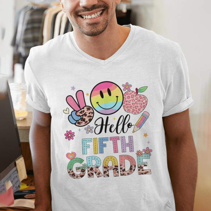 Hello 5th Grade Boy Girl Teacher Back To School 5th Grade Men's V-Neck T-Shirt, funny gift Hello 5th Grade Boy Girl Teacher Back To School 5th Grade Men's V-Neck T-Shirt, funny gift