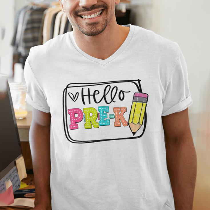 Hello Pre-K Team Preschool Teacher Kids Back To School Men's V-Neck T-Shirt, funny gift Hello Pre-K Team Preschool Teacher Kids Back To School Men's V-Neck T-Shirt, funny gift