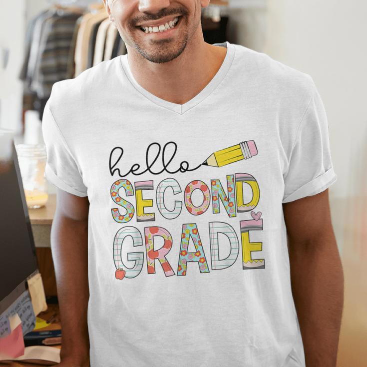 Hello Second Grade Team 2nd Grade Back To School Teacher Kid Men's V-Neck T-Shirt, 2nd Grade Teacher Shirts, funny gift Hello Second Grade Team 2nd Grade Back To School Teacher Kid Men's V-Neck T-Shirt, 2nd Grade Teacher Shirts, funny gift