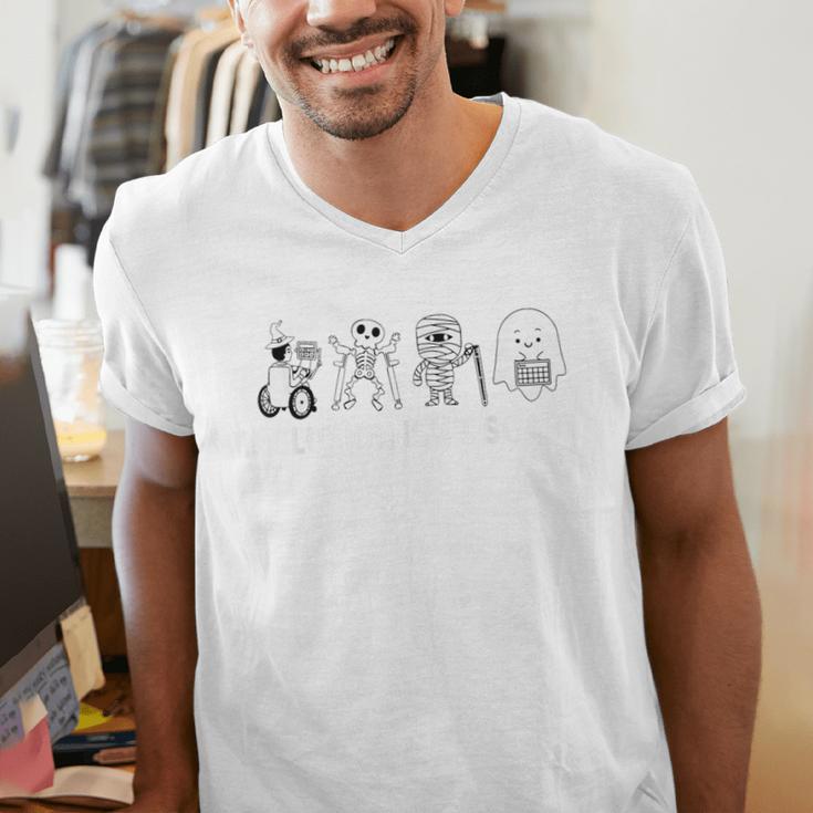 Inclusion Isn't Scary Halloween SLP Sped Teacher Unity Day Men's V-Neck T-Shirt, funny gift Inclusion Isn't Scary Halloween SLP Sped Teacher Unity Day Men's V-Neck T-Shirt, funny gift