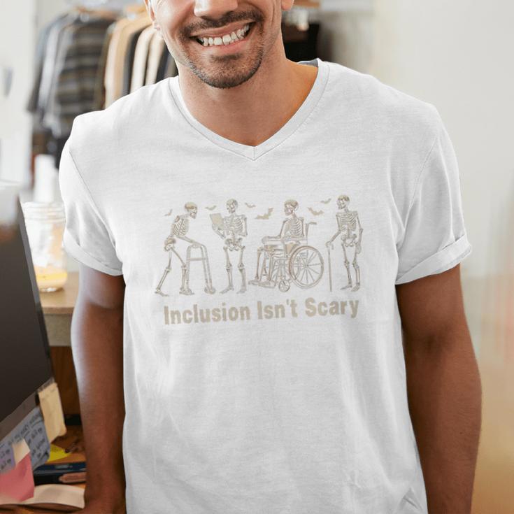 Inclusion Isn't Scary Skeleton Halloween Sped Teacher Premium Tri-Blend Men's V-Neck T-Shirt, funny gift Inclusion Isn't Scary Skeleton Halloween Sped Teacher Premium Tri-Blend Men's V-Neck T-Shirt, funny gift