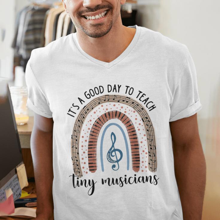 Its A Good Day To Teach Tiny Musicians Music Teacher Rainbow Men's V-Neck T-Shirt, funny gift