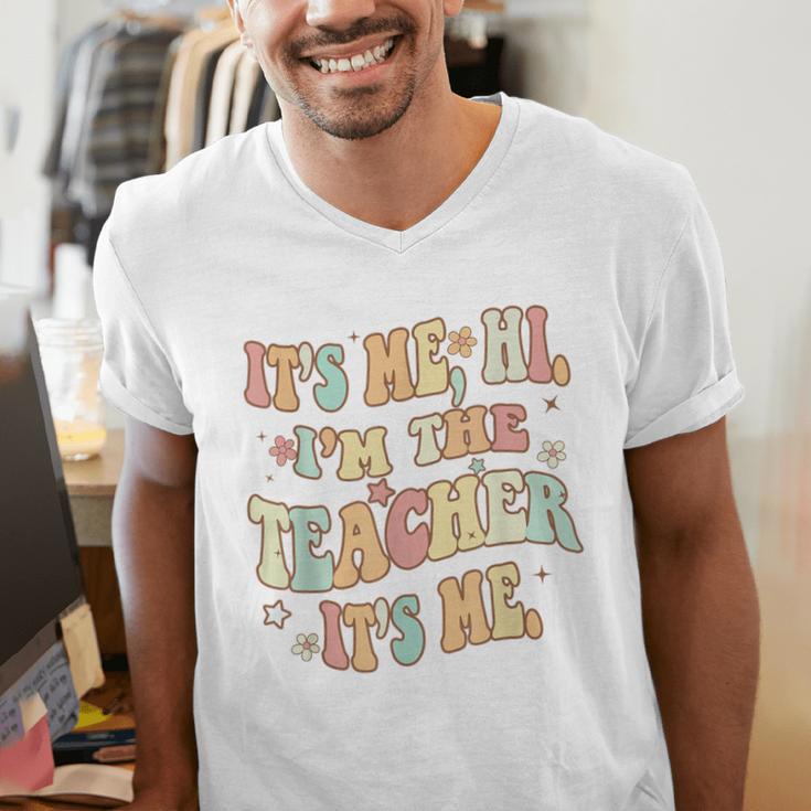 It's Me Hi I'm The Teacher It's Me Groovy Teacher Men's V-Neck T-Shirt, Groovy Teacher Shirts, funny gift It's Me Hi I'm The Teacher It's Me Groovy Teacher Men's V-Neck T-Shirt, Groovy Teacher Shirts, funny gift