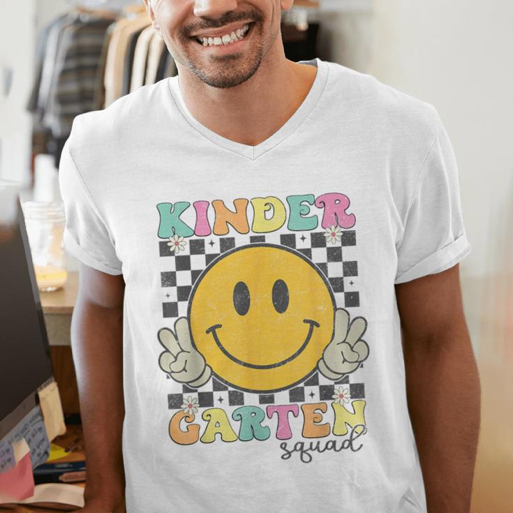 Kindergarten Squad Smile Face Teachers Kids Back To School Men's V-Neck T-Shirt, funny gift