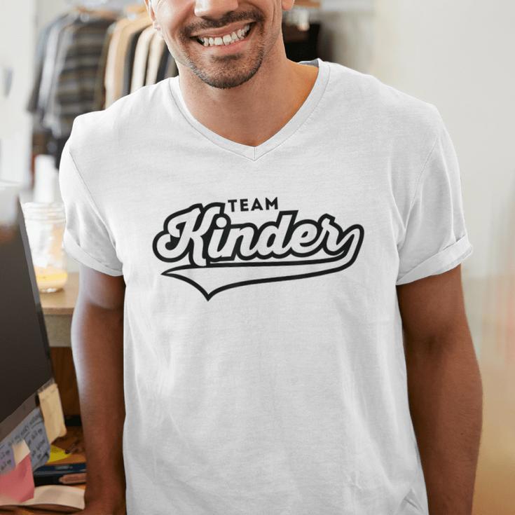 Kindergarten TEAM School Teacher Kinder Baseball-Style Shirt Men's V-Neck T-Shirt, funny gift Kindergarten TEAM School Teacher Kinder Baseball-Style Shirt Men's V-Neck T-Shirt, funny gift