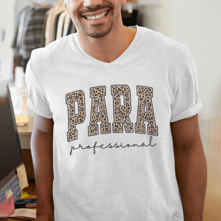 Leopard Paraprofessional Back To School Para Squad Teacher Men's V-Neck T-Shirt, funny gift Leopard Paraprofessional Back To School Para Squad Teacher Men's V-Neck T-Shirt, funny gift