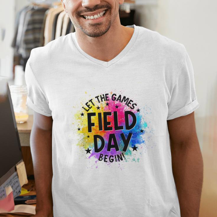 Let The Games Begin Field Day Fun Day Teachers Boys Girls Men's V-Neck T-Shirt, funny gift