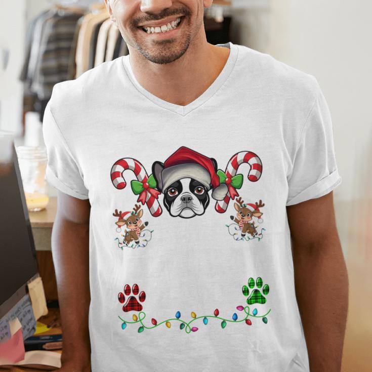 Most Likely Decorate Her Boston Terrier Dog Ugly Christmas Men's V-Neck T-Shirt, Boston Terrier Christmas Shirts, funny gift
