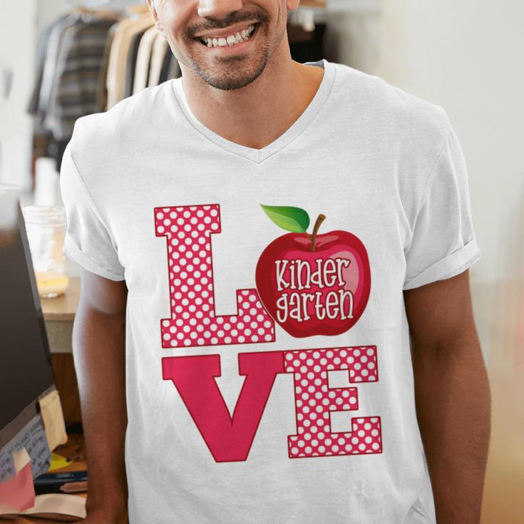 Love Kindergarten Cute Apple School Teacher Men's V-Neck T-Shirt, funny gift Love Kindergarten Cute Apple School Teacher Men's V-Neck T-Shirt, funny gift
