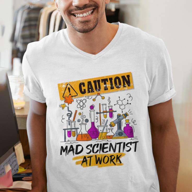Mad Scientist Halloween Costume Science Teacher Men's V-Neck T-Shirt, Science Teacher Shirts, funny gift