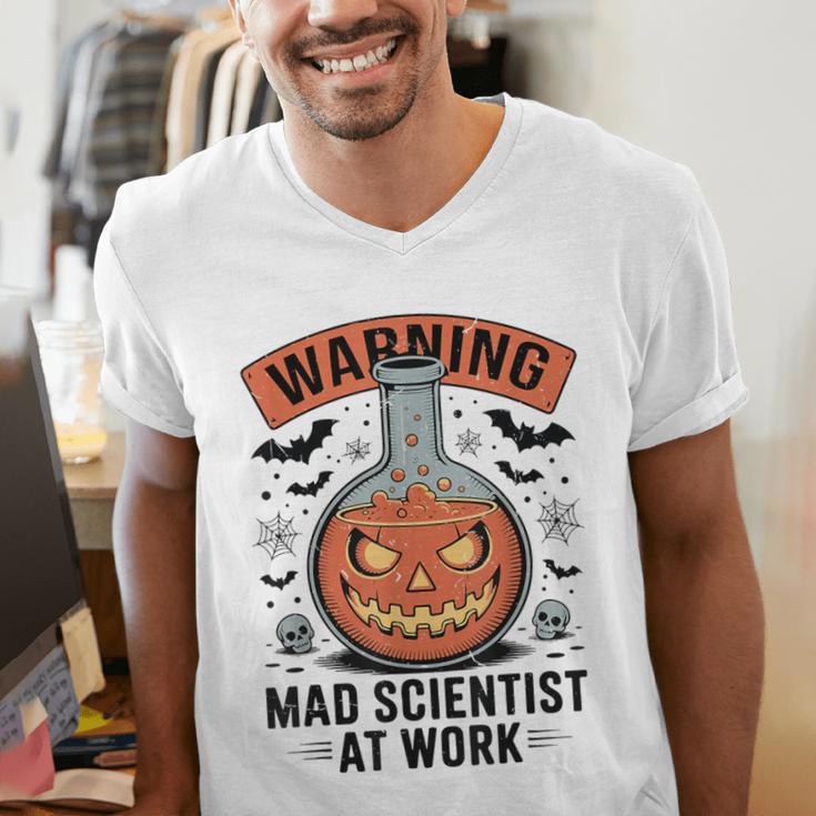 Mad Scientist Pumpkin Science Teacher Halloween Costume Kids Men's V-Neck T-Shirt, Science Teacher Shirts, funny gift