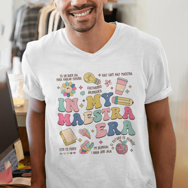 In My Maestra Era Spanish Bilingual Teacher First Day Men's V-Neck T-Shirt, funny gift In My Maestra Era Spanish Bilingual Teacher First Day Men's V-Neck T-Shirt, funny gift