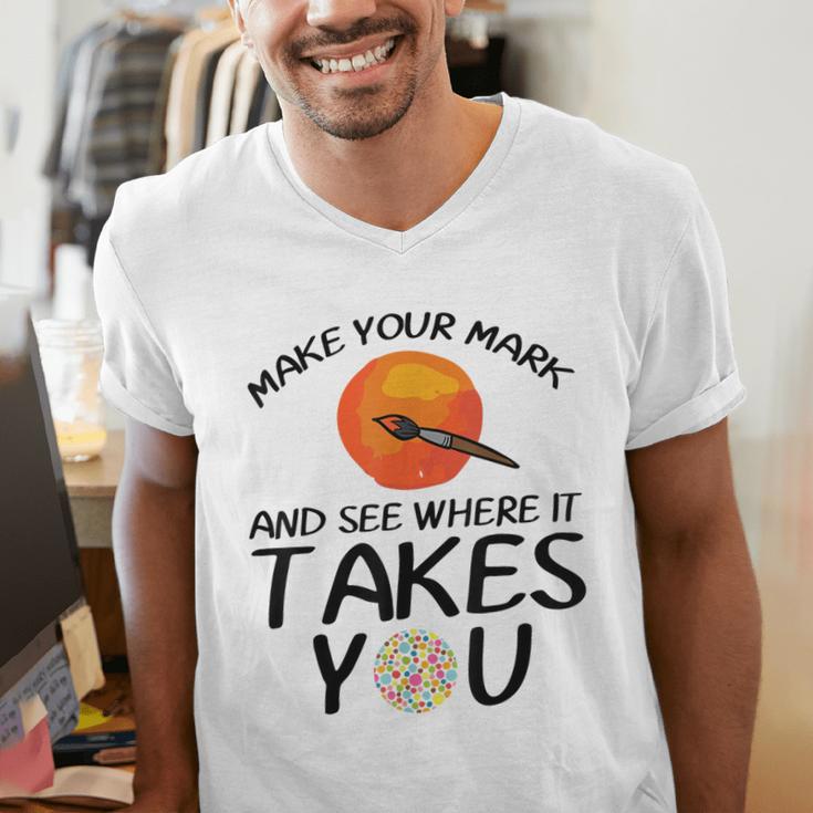 Make Mark Paintbrush International Dot Day Art Teacher Men's V-Neck T-Shirt, funny gift Make Mark Paintbrush International Dot Day Art Teacher Men's V-Neck T-Shirt, funny gift