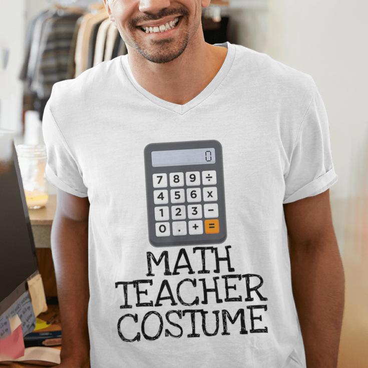 Math Teacher Costume Tshirt Halloween High School Calculator Men's V-Neck T-Shirt, funny gift