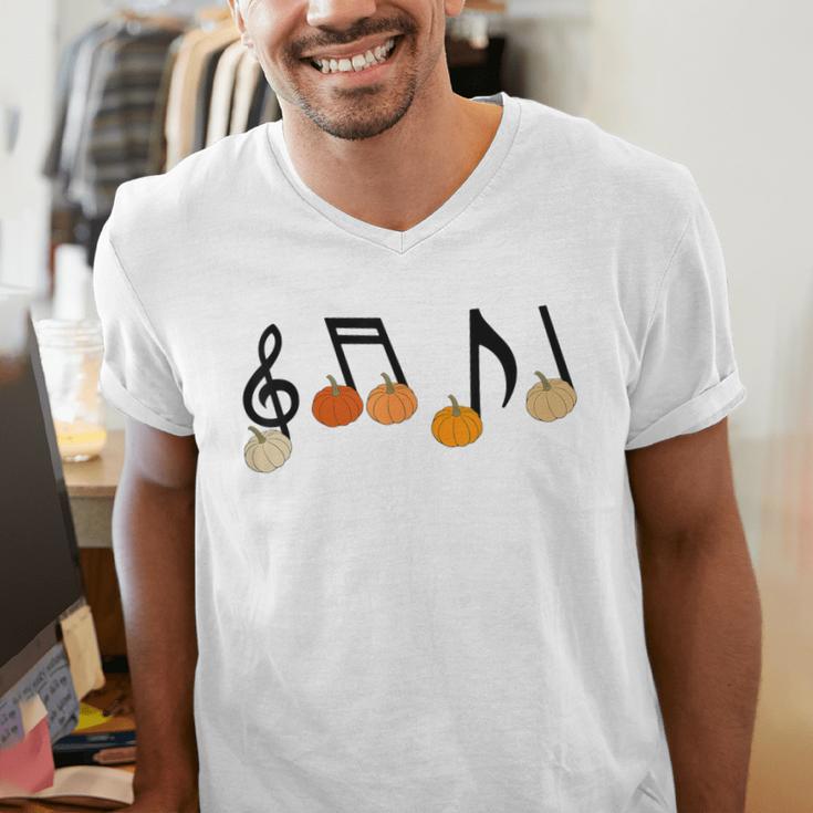 Music Notes Pumpkin Music Teacher Musician Fall Halloween Men Women Kids Men's V-Neck T-Shirt, funny gift