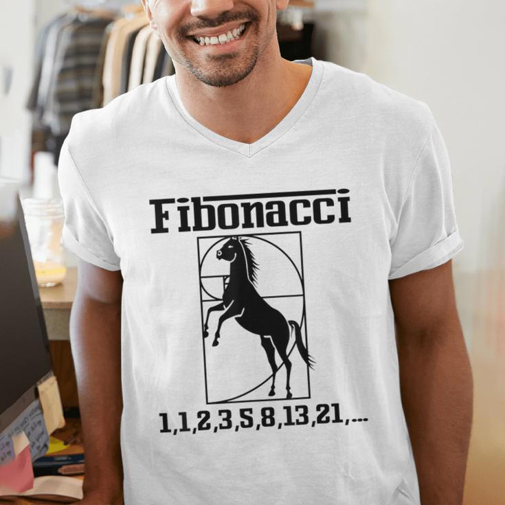 Nerdy Fibonacci Racing Car Horse Math Teacher Men Women Girls Kids Men's V-Neck T-Shirt, funny gift