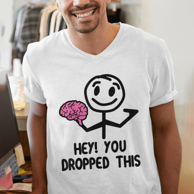 Nerdy Hey You Dropped This Brain Math Teacher Men's V-Neck T-Shirt, funny gift