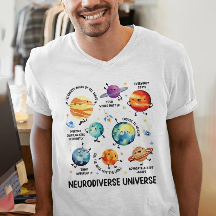 Neurodiverse Universe Space Planet Special Education Teacher Men's V-Neck T-Shirt, funny gift Neurodiverse Universe Space Planet Special Education Teacher Men's V-Neck T-Shirt, funny gift
