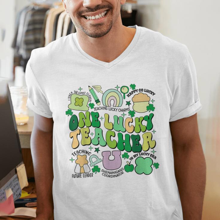 One Lucky Teacher St Patrick's Day Irish Teacher Lucky Era Men's V-Neck T-Shirt, funny gift