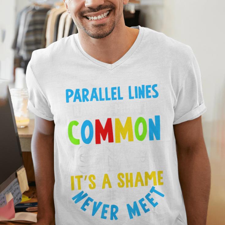 Parallel Lines Math Pun – Teacher Humor Men's V-Neck T-Shirt, funny gift Parallel Lines Math Pun – Teacher Humor Men's V-Neck T-Shirt, funny gift