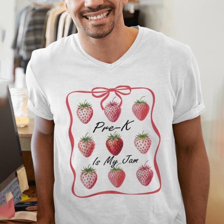Pre K Is My Jam Teacher Team Crew Preschool Cute Strawberry Men's V-Neck T-Shirt, funny gift Pre K Is My Jam Teacher Team Crew Preschool Cute Strawberry Men's V-Neck T-Shirt, funny gift