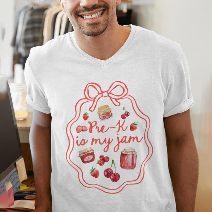 Preschool Pre-K Is My Jam Strawberry Girl Teacher Kids Men's V-Neck T-Shirt, funny gift Preschool Pre-K Is My Jam Strawberry Girl Teacher Kids Men's V-Neck T-Shirt, funny gift