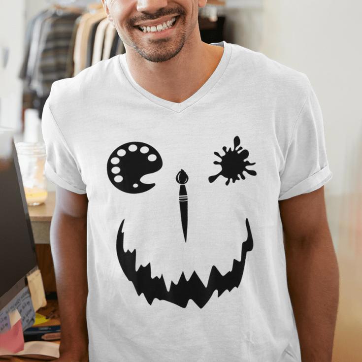 Pumpkin Artist Halloween Art Teacher Men's V-Neck T-Shirt, funny gift