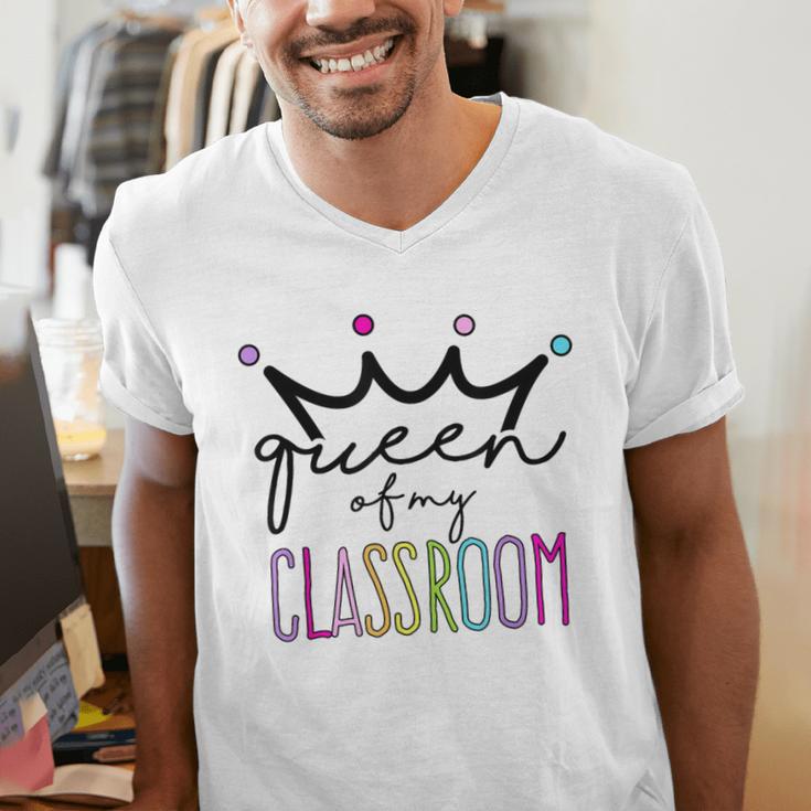 Queen Of My Classroom Colorful Teacher For Men Women Men's V-Neck T-Shirt, funny gift Queen Of My Classroom Colorful Teacher For Men Women Men's V-Neck T-Shirt, funny gift