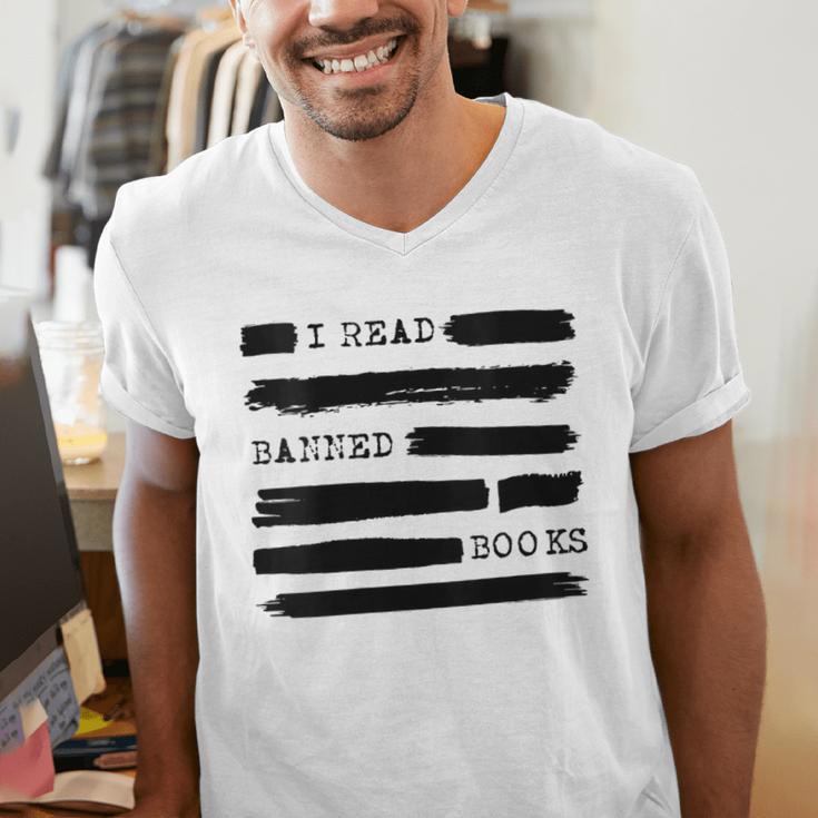 I Read Banned Books Banned Books Week Librarian Teacher Men's V-Neck T-Shirt, funny gift