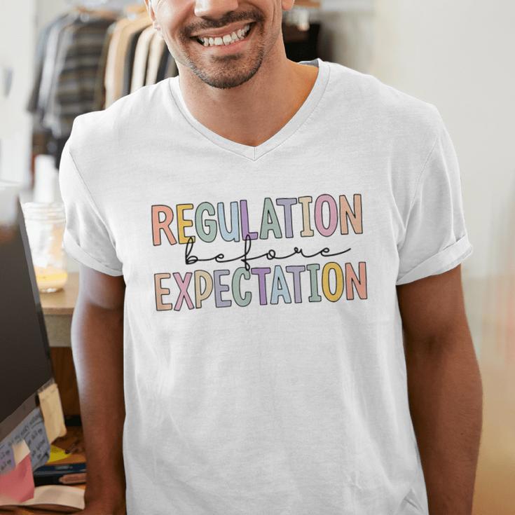 Regulation Before Expectation Occupational Therapy Teacher Men's V-Neck T-Shirt, funny gift