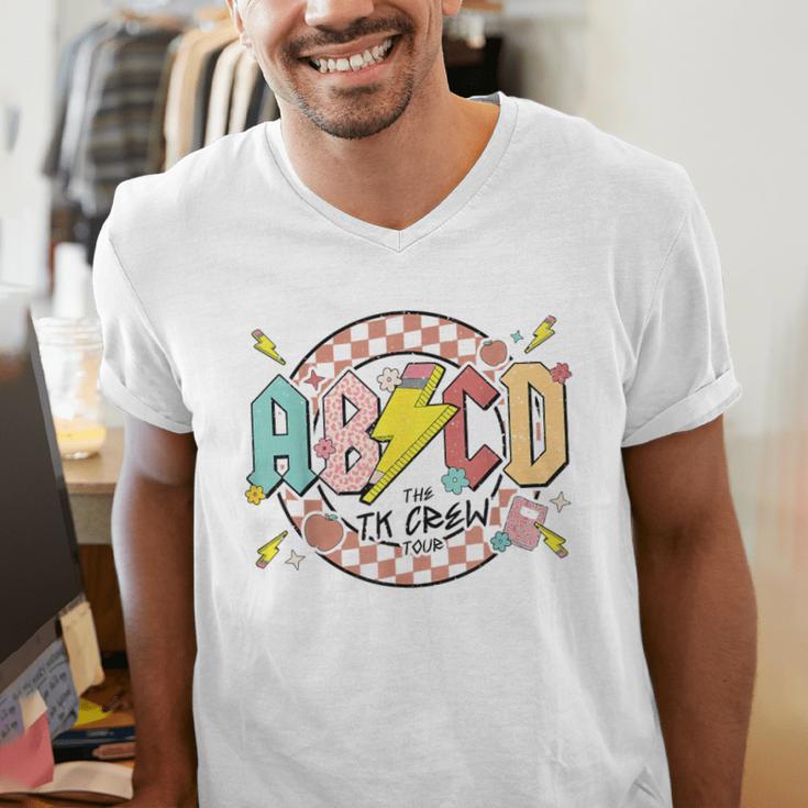Retro ABCD Transitional Kindergarten Teacher Tour TK Teacher Men's V-Neck T-Shirt, funny gift Retro ABCD Transitional Kindergarten Teacher Tour TK Teacher Men's V-Neck T-Shirt, funny gift