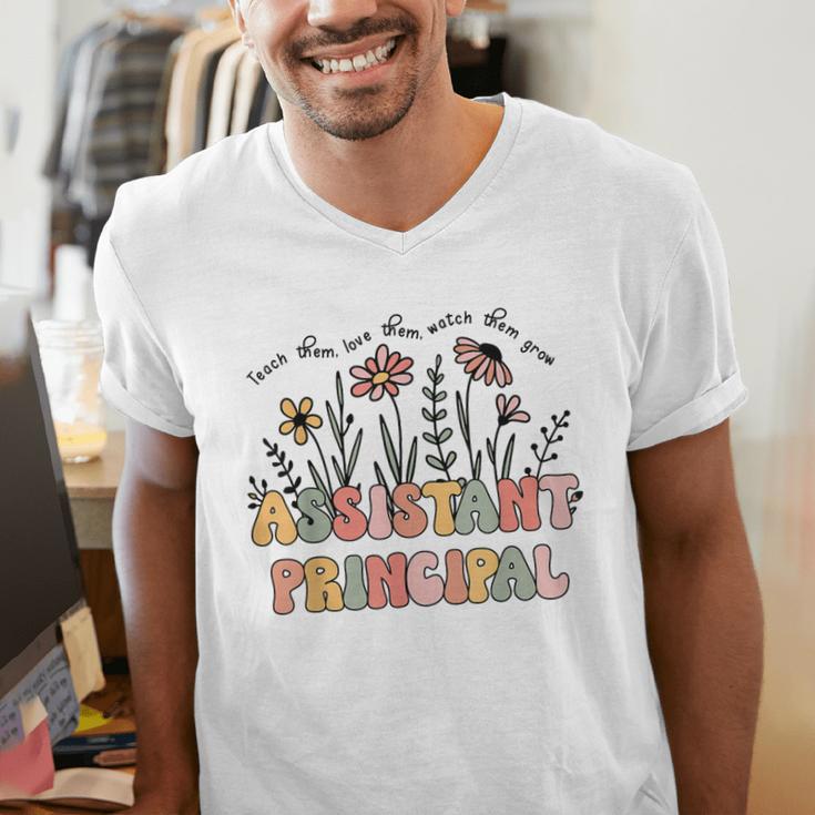 Retro Floral Assistant Principal Shirt For Teachers Day Men's V-Neck T-Shirt, funny gift