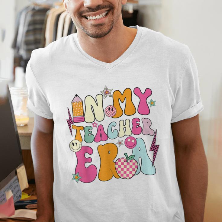 Retro Groovy In My Teaching Era Best Teacher Appreciation Men's V-Neck T-Shirt, Groovy Teacher Shirts, funny gift